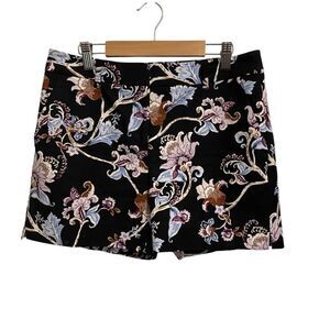 White House Black Market "The 5" Short" Floral Black Size 2